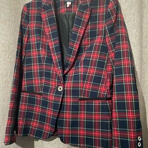 Tommy Hilfiger Red and Blue Plaid Blazer